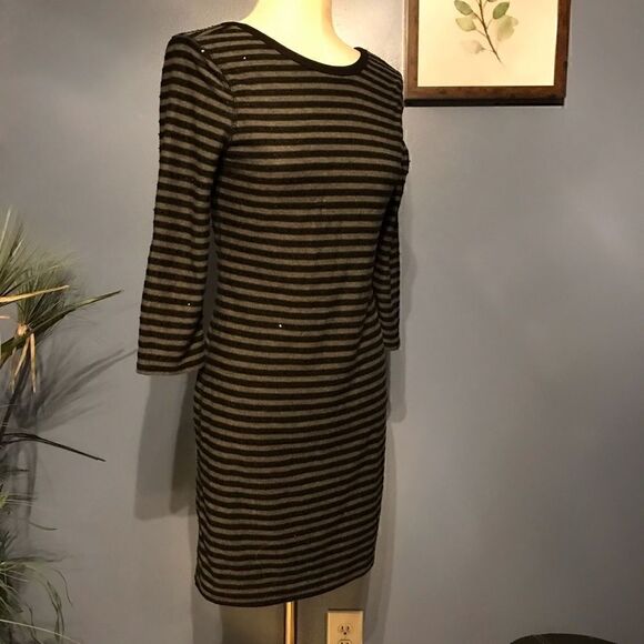 Express Gray Black Striped Sequin Dress - Small - Picture 6 of 9